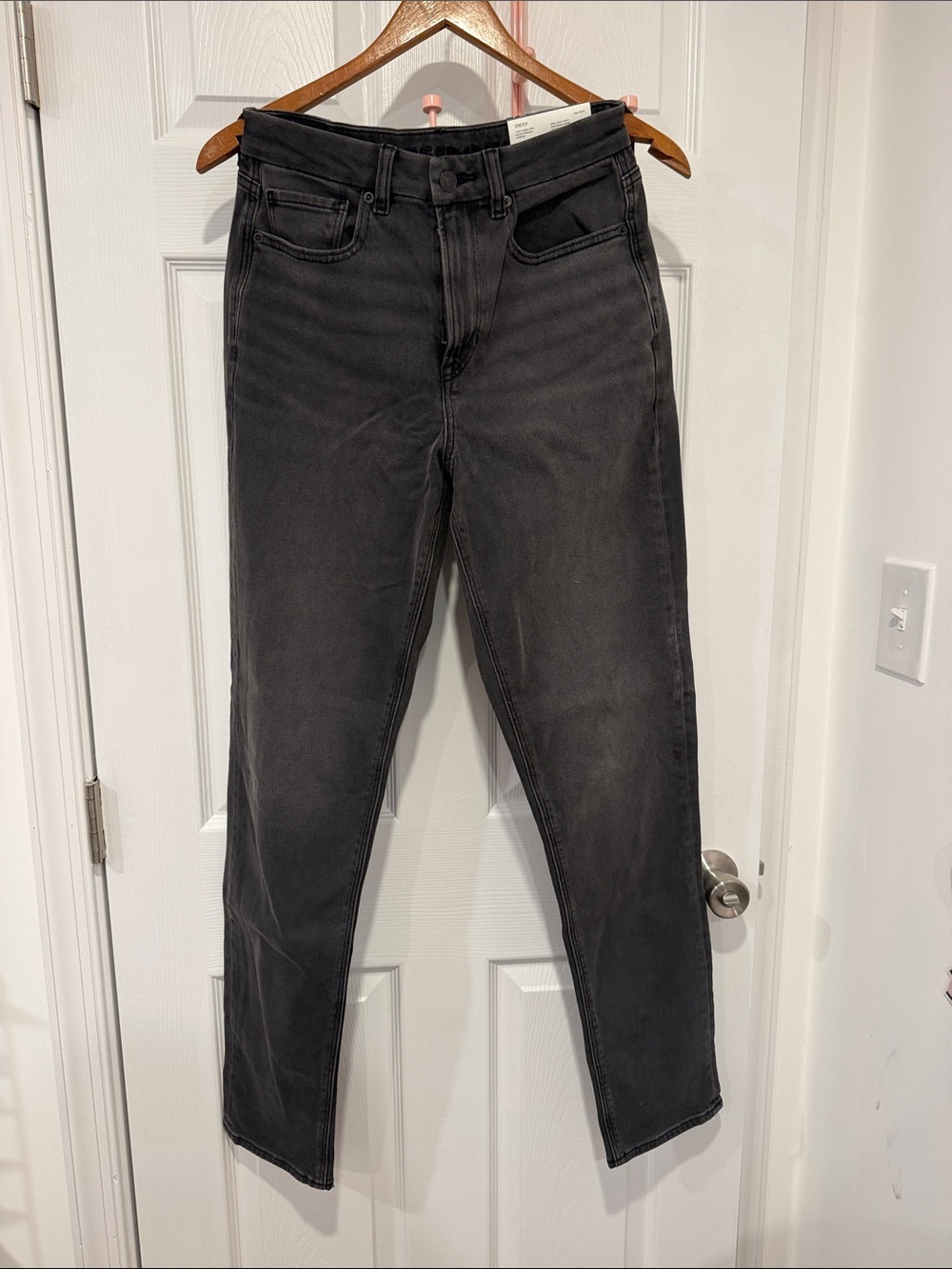 American Eagle Faded Black Slim Straight Denim Jeans Grey Wash NWT